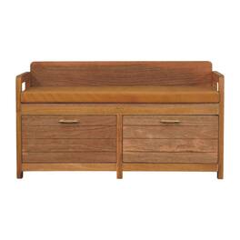Artisan Furniture - Solid Wood Oxford Oak-ish 2 Drawer Storage Bench, Upholstered, 2 Drawers - Brown