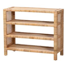 bali & pari - Abelia Rattan 4-Tier Display Shelf - Handwoven Boho Coastal Bookcase or Entryway Storage, Lightweight - Natural