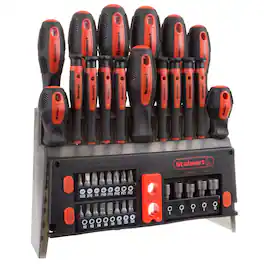 Stalwart - 39PC Magnetic Screwdriver Set with Bits, Power Nut Driver, Wall Stand, Phillips, Torx and Flathead Screwdrivers - Black