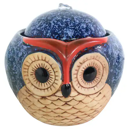Front. Sunnydaze - Owl Ceramic Indoor Water Fountain - 6 in - Multi.