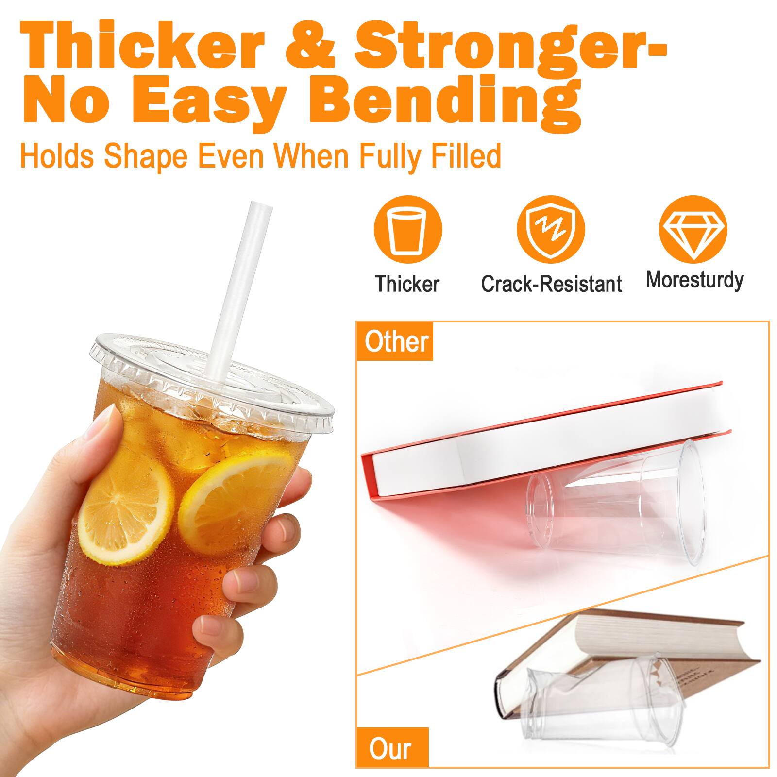 Thicker & Stronger- No Easy Bending  
Holds Shape Even When Fully Filled

Thicker  
Crack-Resistant  
More sturdy

Other

Our