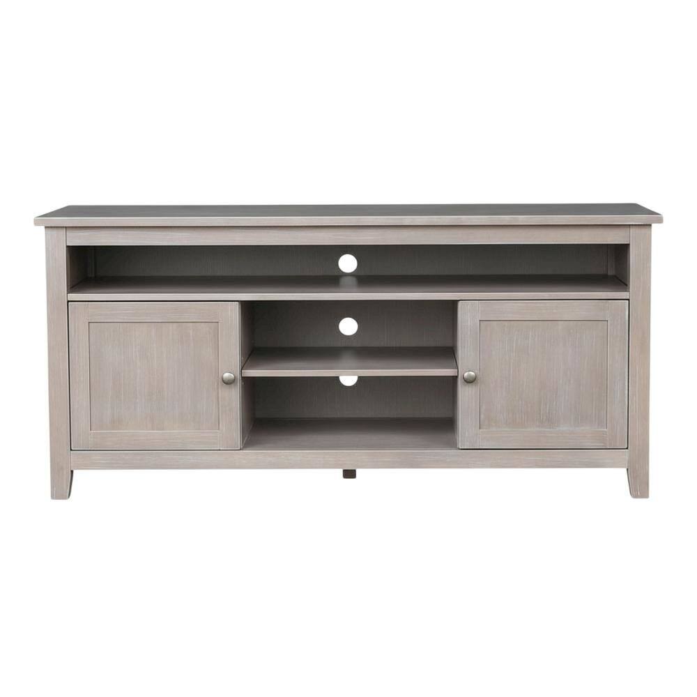 Alt View 3. FurniFact - Washed Gray Taupe Entertainment TV Stand with 2 Doors and Hardwood Construction - Gray.