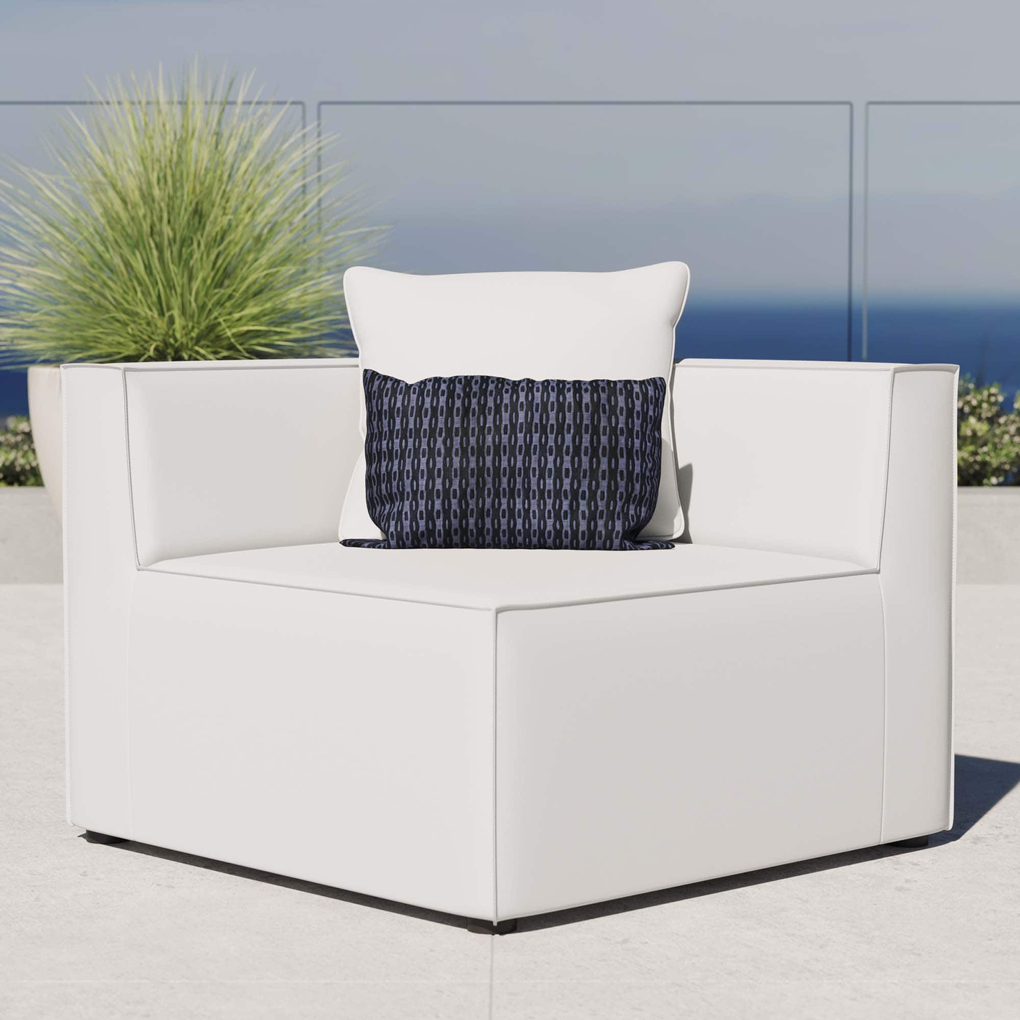 Saybrook Outdoor Patio Upholstered Sectional Sofa Corner Chair by Modway - White