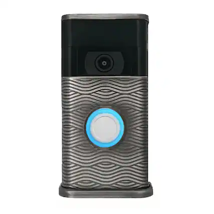 Front. Michael Healy - Waves Video Doorbell Cover (Ring 2nd Gen) - Antique Pewter.