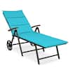 Front. Costway - Aluminum Rattan Lounger Recliner 5-Position Adjustable Chair - Turquoise.