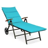 Costway - Aluminum Rattan Lounger Recliner 5-Position Adjustable Chair - Turquoise - Front_Zoom