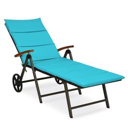 Costway - Aluminum Rattan Lounger Recliner 5-Position Adjustable Chair - Turquoise