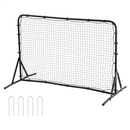 Front. VEVOR - Soccer Rebound Trainer,6x4FT Iron Soccer Training Equipment, Sports Football Rebounder Wall, Double-Sided Rebounding Net - Black.
