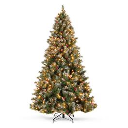 Best Choice Products - 12ft Pre-Lit Pre-Decorated Holiday Christmas Tree w/ 3,896 Flocked Tips, 1,250 Lights, Base - Green