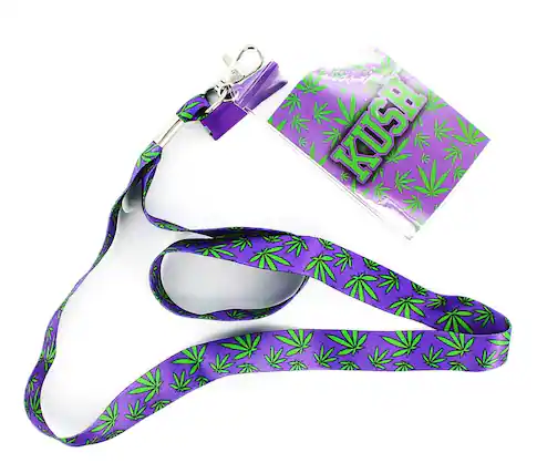 Front. Bioworld - "Kush" Pot Leaf Lanyard with Charm.