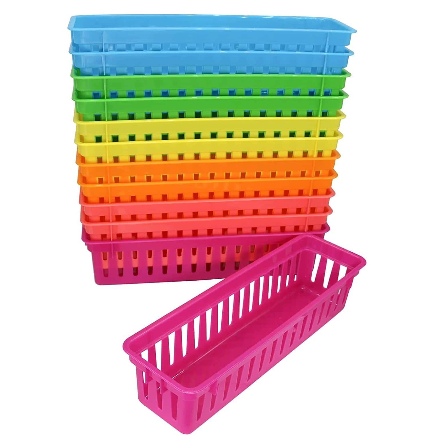 Dapper Styles - Classroom Pencil Organizer Basket Or Crayon Holder Tray For Desks boho - Multi-colored