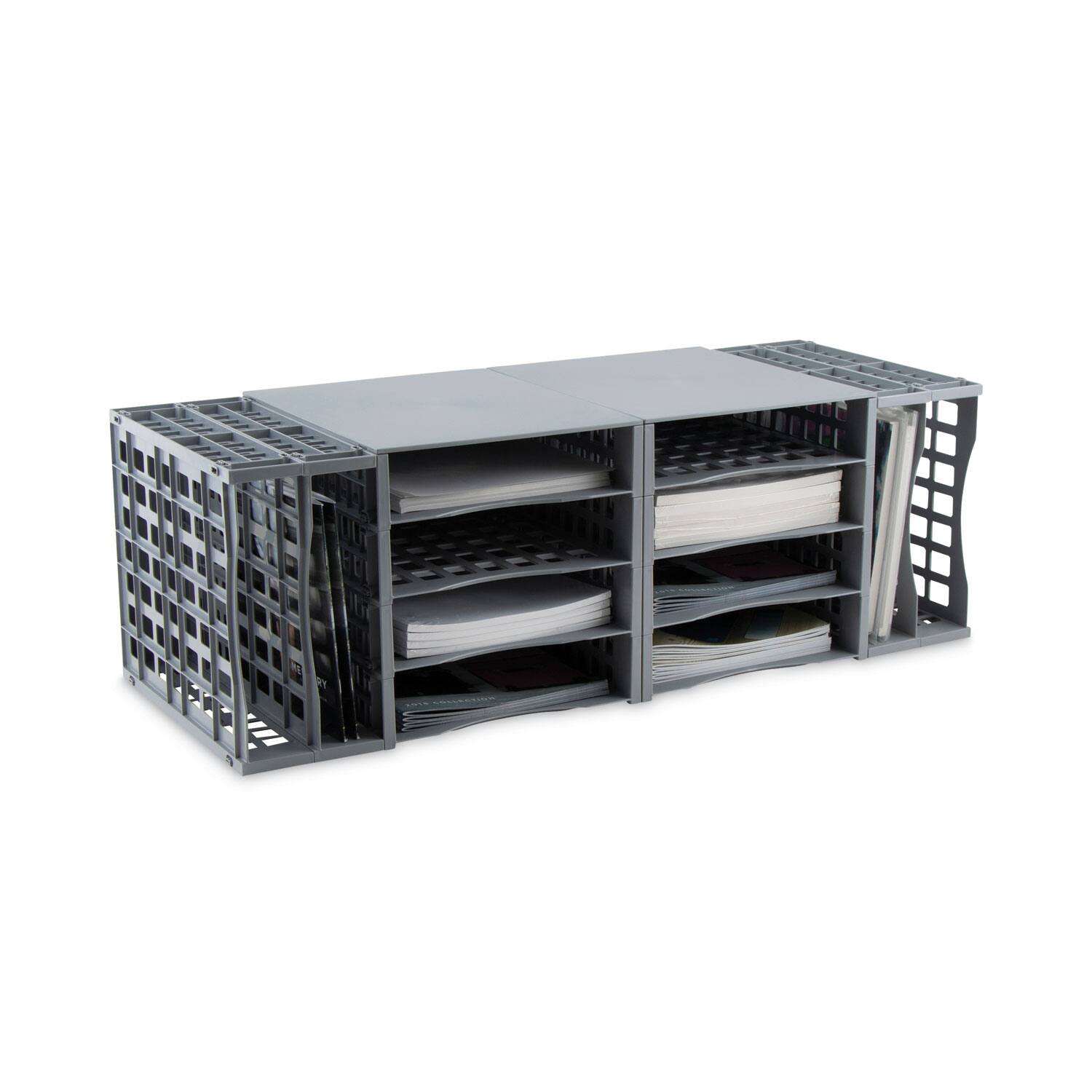 Back. Advantus - Advantus Snap Configurable Tray System, 12 Compartments, 22.75 x 9.75 x 13, Gray.