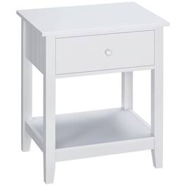 Homcom - End Table, 2-tier Side Table with Drawer and Storage Shelf, Modern Side Table for Living Room - White