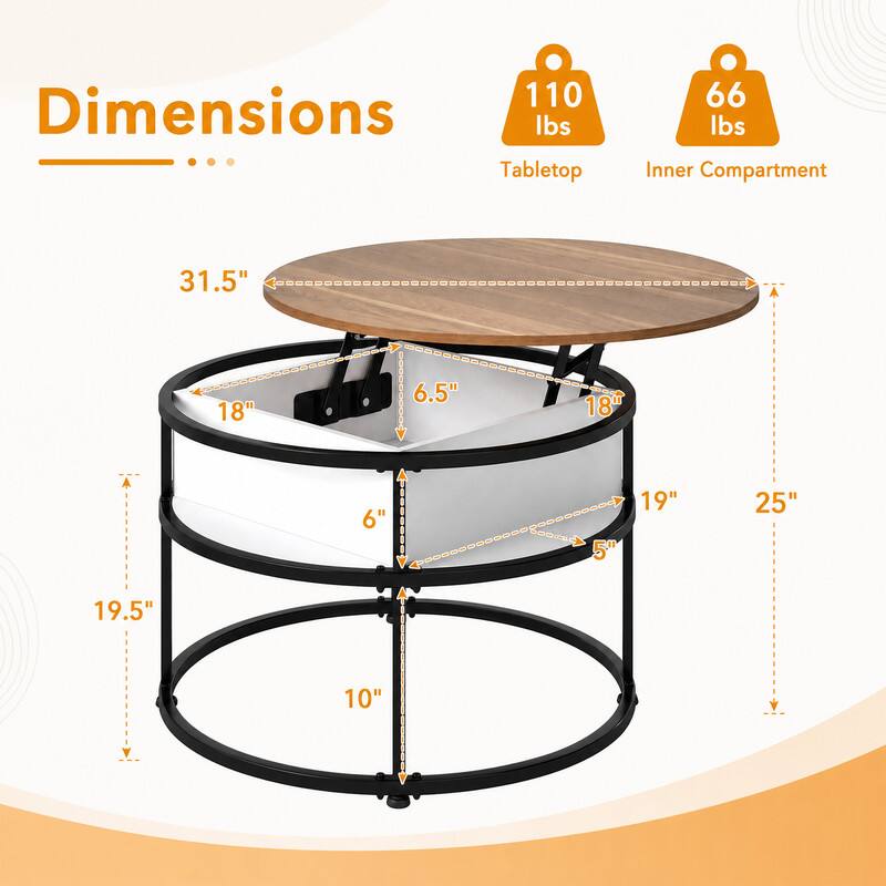 110 lbs Tabletop  
66 lbs Inner Compartment  
31.5"  
18"  
6.5"  
18"  
6"  
5"  
19"  
25"  
19.5"  
10"
