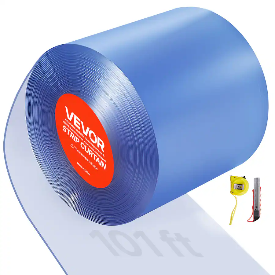 VEVOR Clear PVC Strip Curtain, 101 ft Length x 12 in Width, Thermal ...