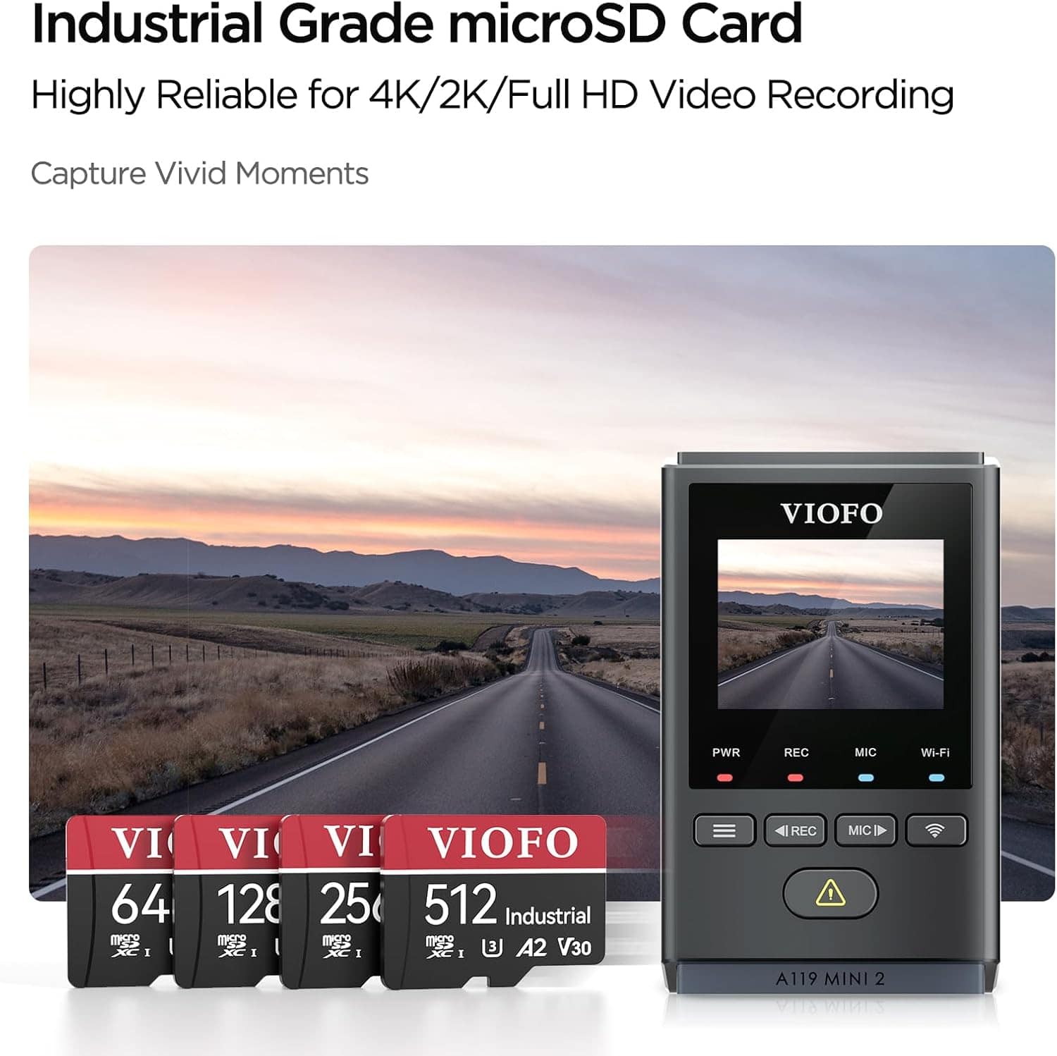 VIOFO 128GB Industrial Grade microSD Card, U3 A2 V30 High Speed