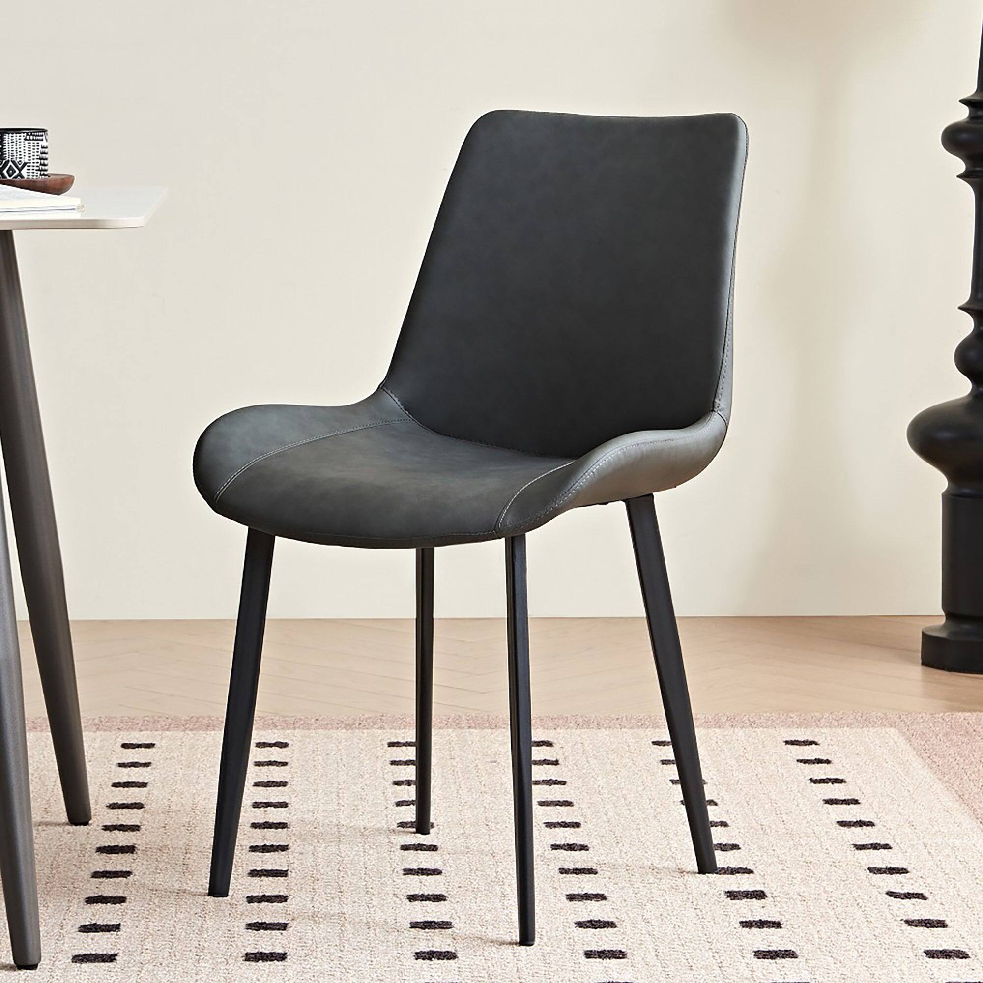 Alt View 6. Boyel Living - Gray PU Leather & Iron Leg Dining Chair Set (2-Piece) Black Printed Legs - Gray.