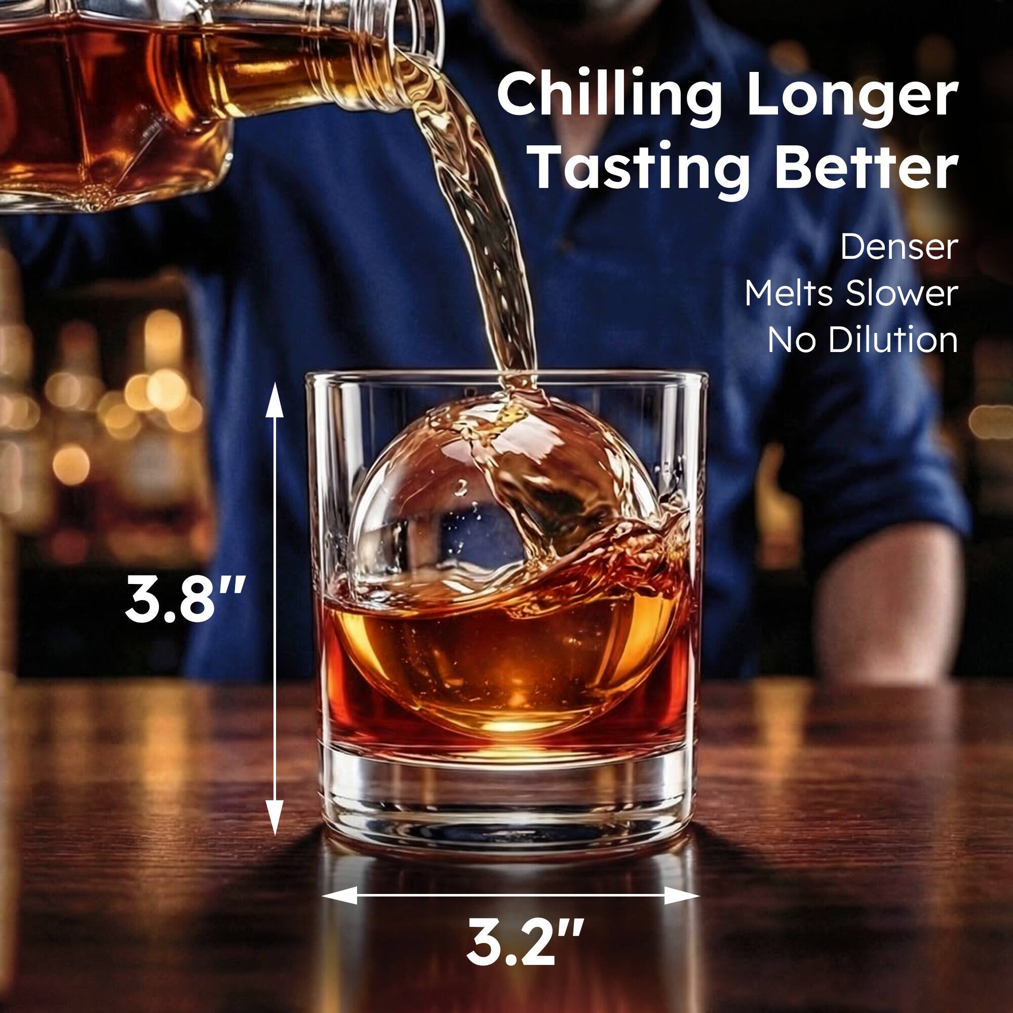 Chilling Longer  
Tasting Better  
Denser  
Melts Slower  
No Dilution  

3.8"  
3.2"