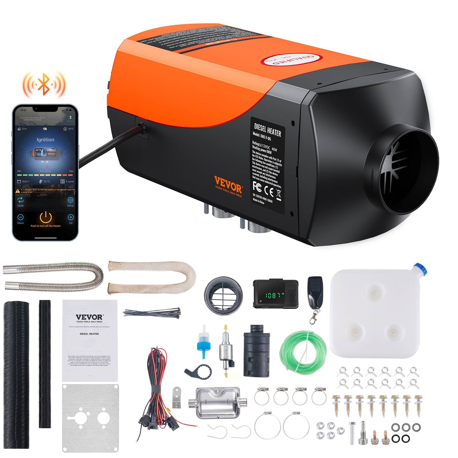 ATTENTION

QUALIFIED

- 0m 345 Ignition DA ka Live a OBV 5 Lavol Y mini IN Made Selve
Model: DIESEL HEATER XNT-05 Ratingsc12VDC 40 VEVOR HILF FC 12.00 CE 400 una
Calories
NO
M the -
ino 100
VEVOR - MILL - POLICE
00101 HEATER