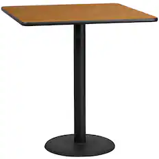 Front. Emma + Oliver - 42" Square Laminate Table Top with 24" Round Bar Height Table Base - Natural.