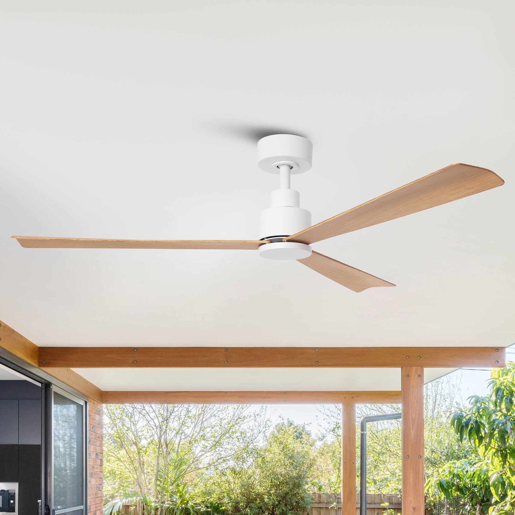 Alt View 1. Parrot Uncle - 52" Modern 3-Blade Ceiling Fan with Reversible DC Motor, 6-Speed, Remote Control, No Light - White.