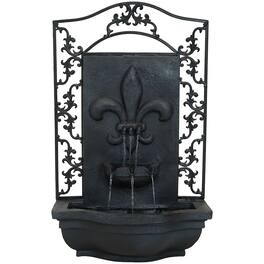 Sunnydaze - French Lily Outdoor Solar Wall Fountain with Battery - Lead