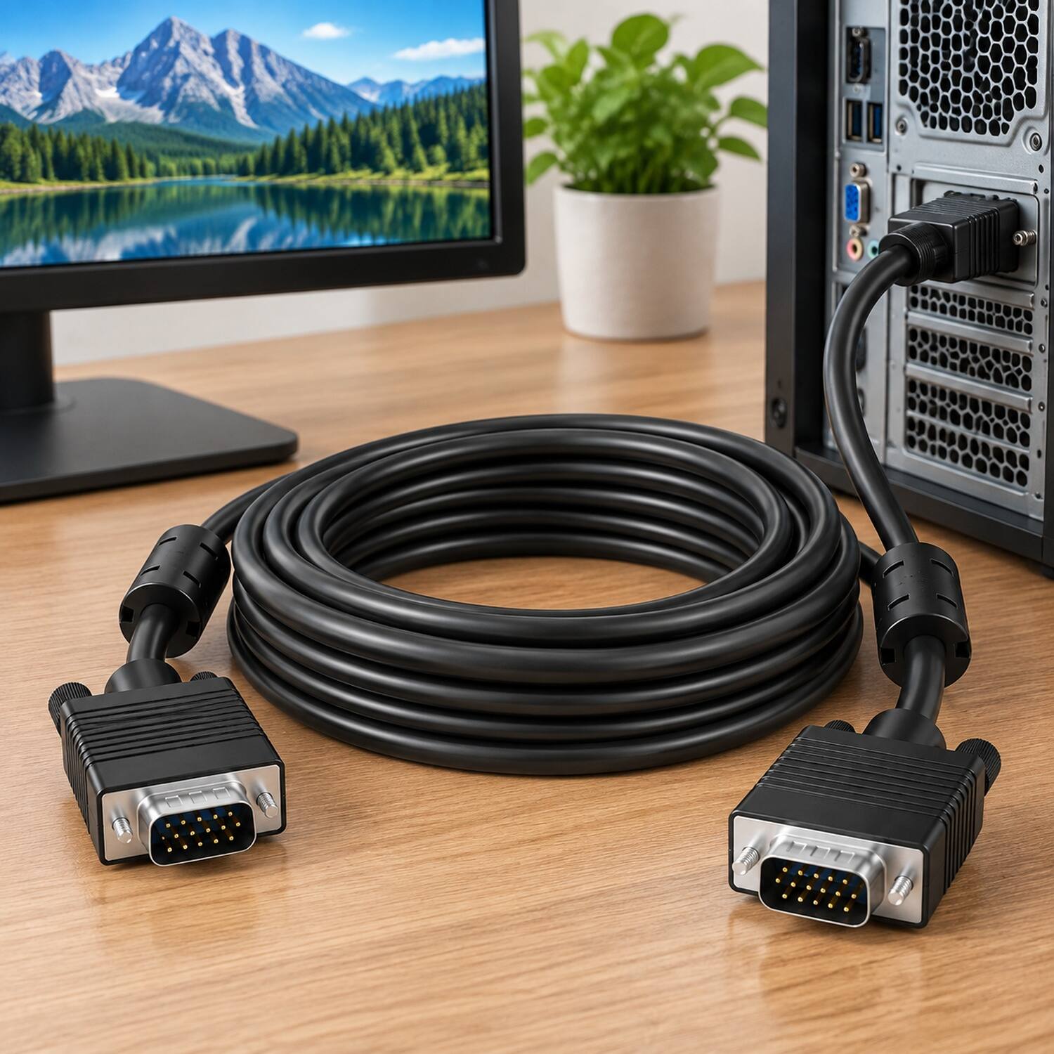 Left. Sanoxy - 25ft SVGA HD15 M/M Monitor Cable with Ferrites - Black.