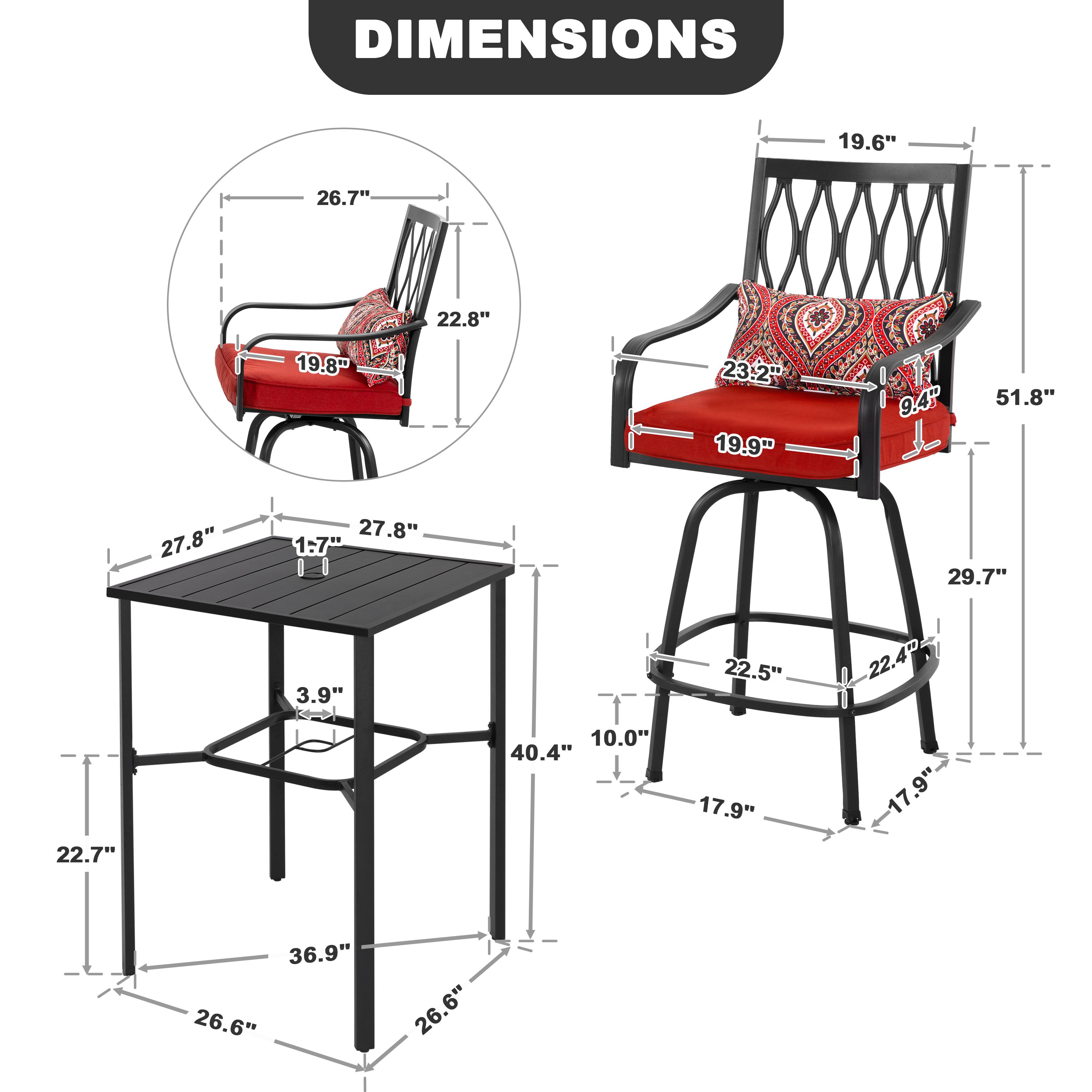 DIMENSIONS

19.6" 26.7" 19.8" 22.8" 23.2" 19.9" 9.4" 51.8" 27.8" 27.8" 1:7" 29.7" 3.9" 22.5" 22.4" 22.7" 10.0" 40.4" 17.9" 17.9" 36.9" 26.6" 26.6"