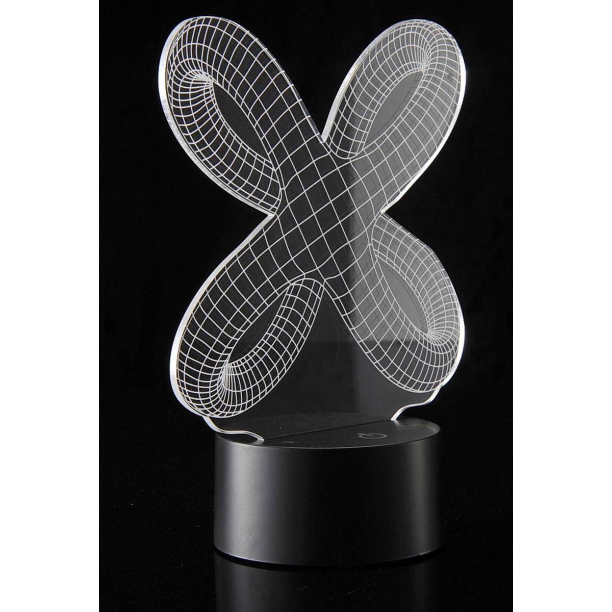 Back. JuzToys - 3D Night Light for Kids, 3D Crisscross Rings Laser Cut Precision LED Lights, LED Lamp for Bedrooms and Offices - Black.