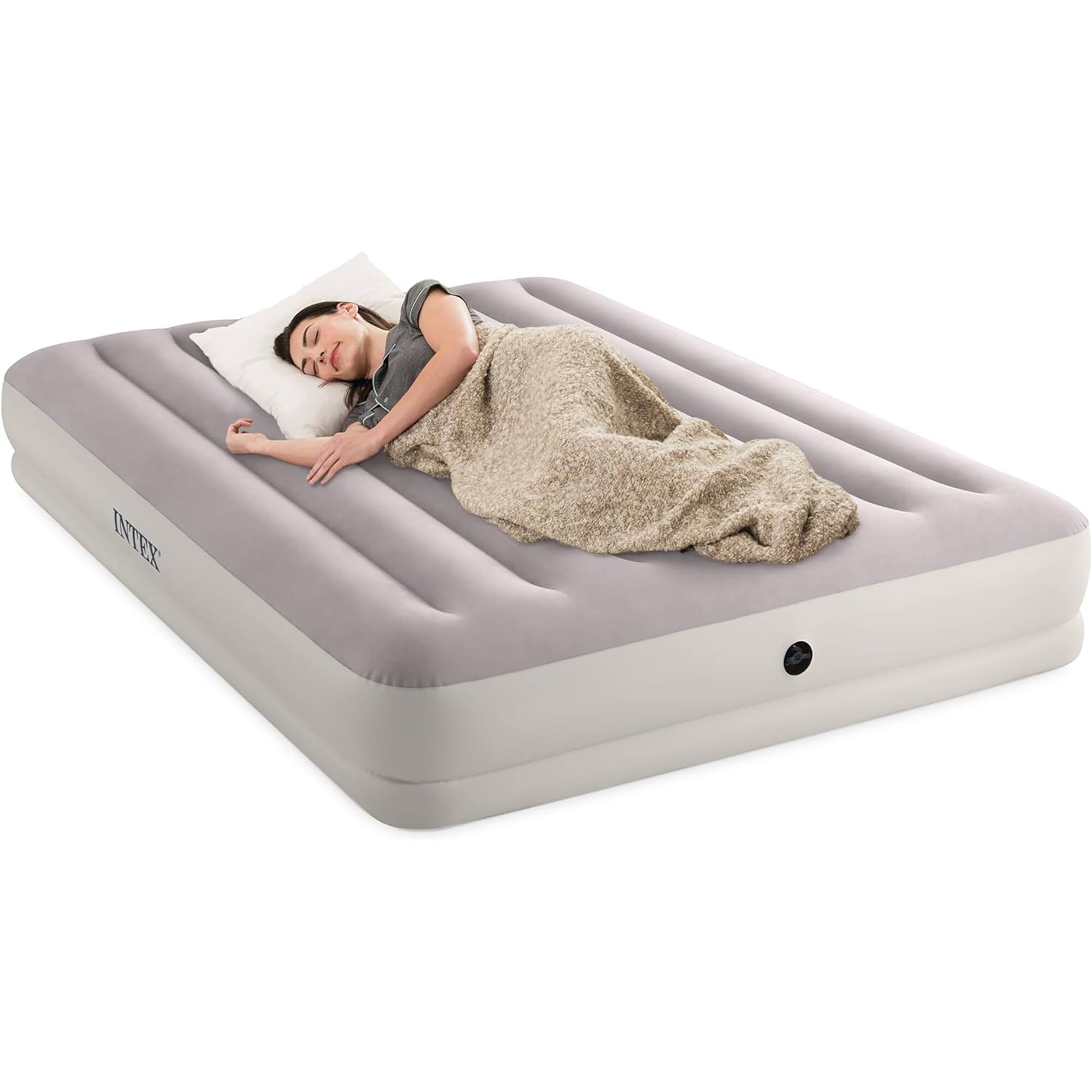 Alt View 1. Intex - Dura-Beam Prestige Air Mattress - Queen - 12" Height, Quickfill USB Air Pump Included, 600lb Cap - White.