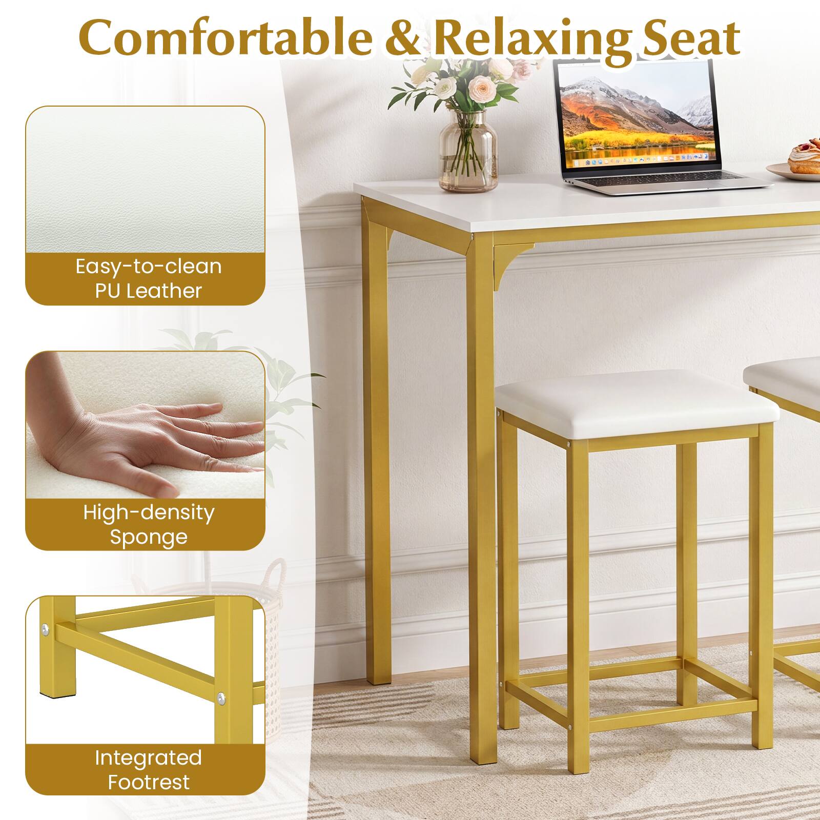 Comfortable & Relaxing Seat

- Easy-to-clean PU Leather
- High-density Sponge
- Integrated Footrest