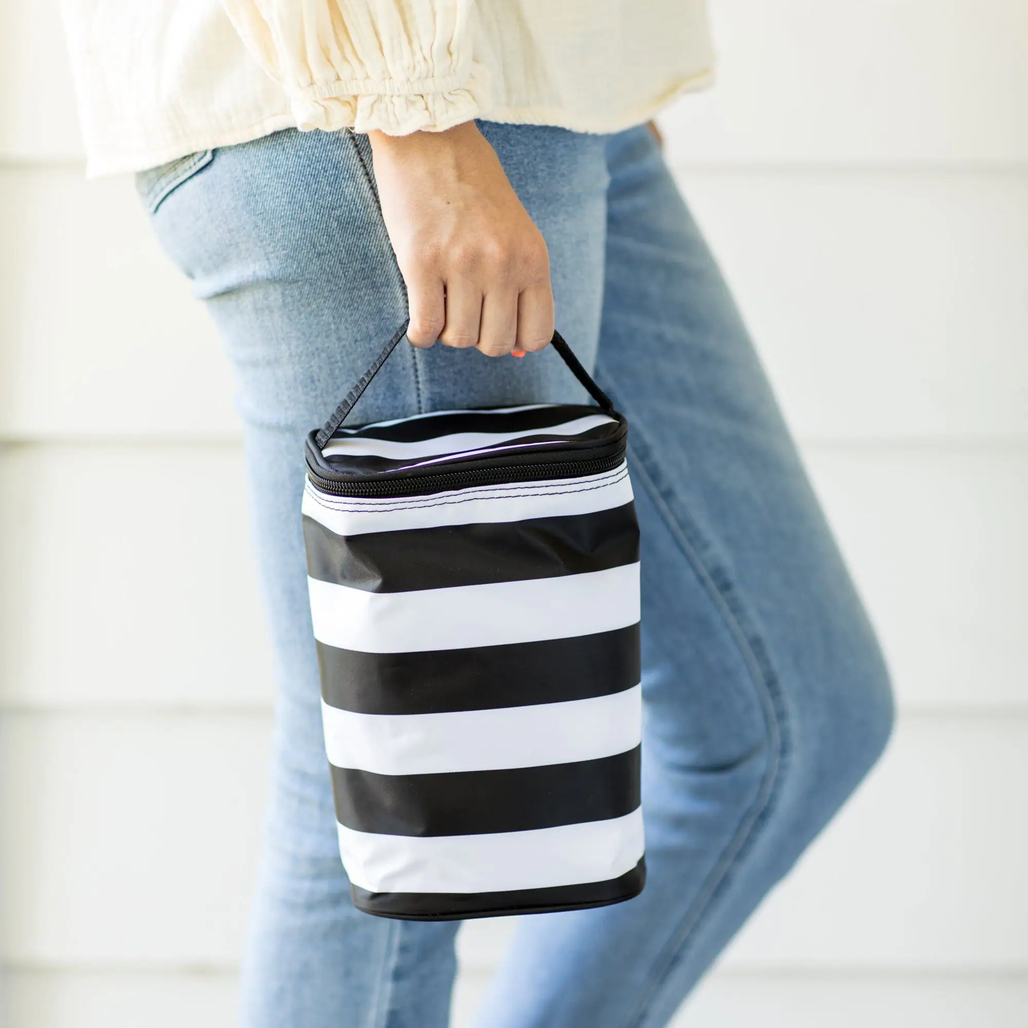 Alt View 5. J.L. Childress - J.L. Childress Breastmilk Cooler, Baby Bottle & Food Bag, Insulated & leak proof, Fits 2-4 Bottles - Black / White stripe.