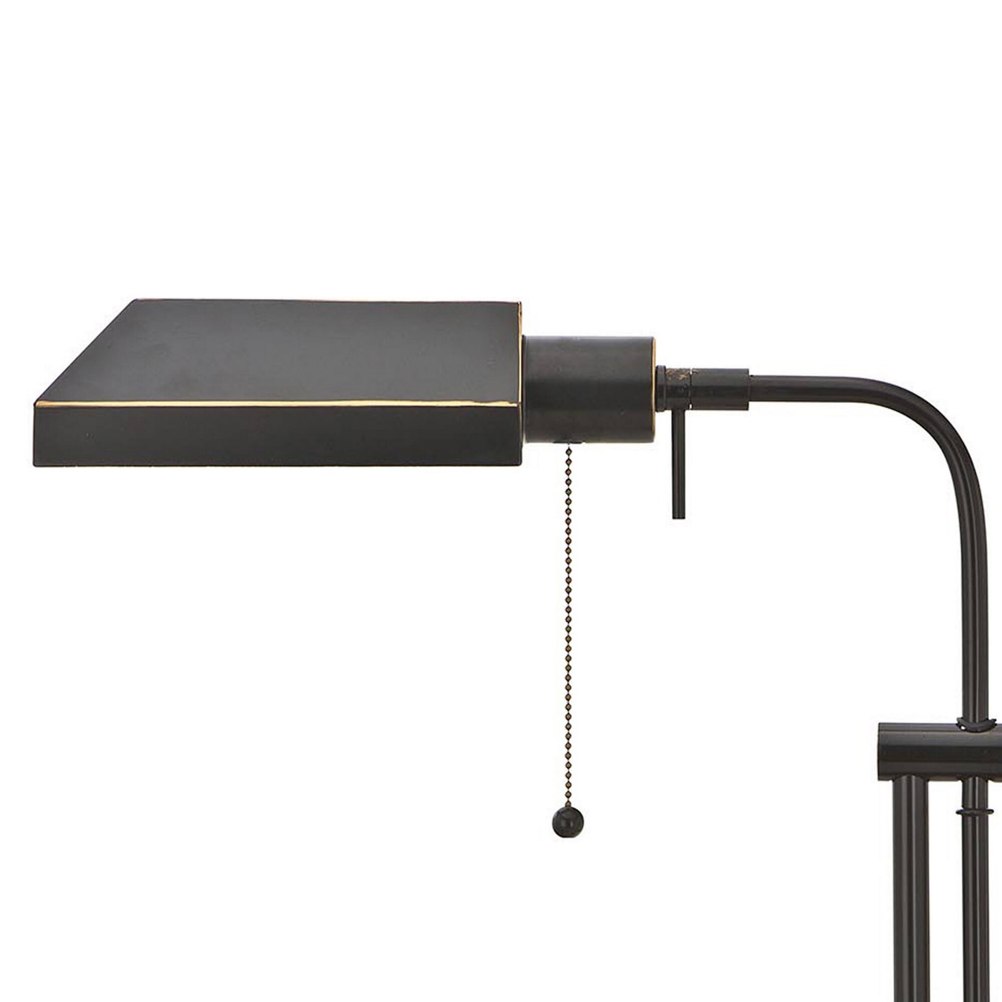 Angle. Manhattan Lane - Metal Rectangular Desk Lamp with Adjustable Pole - Black.