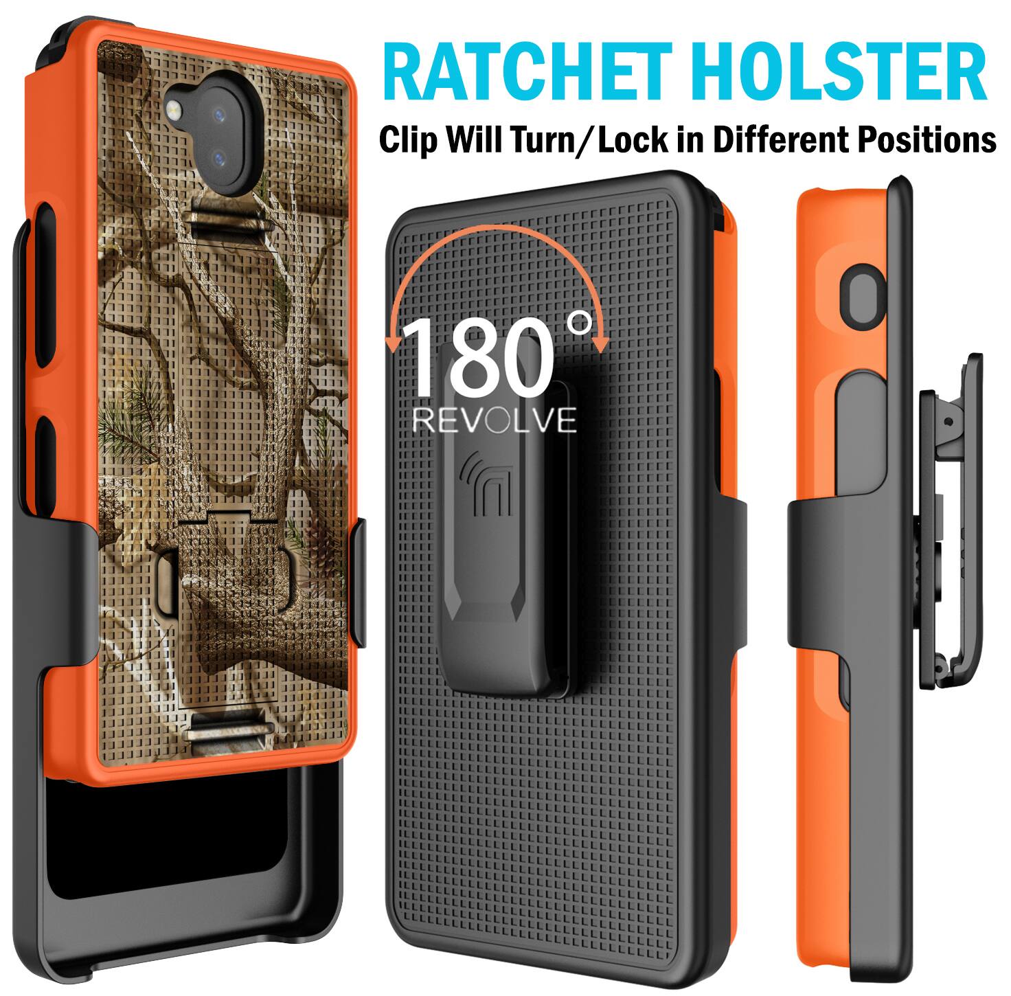 RATCHET HOLSTER  
Clip Will Turn/Lock in Different Positions  
180° REVOLVE