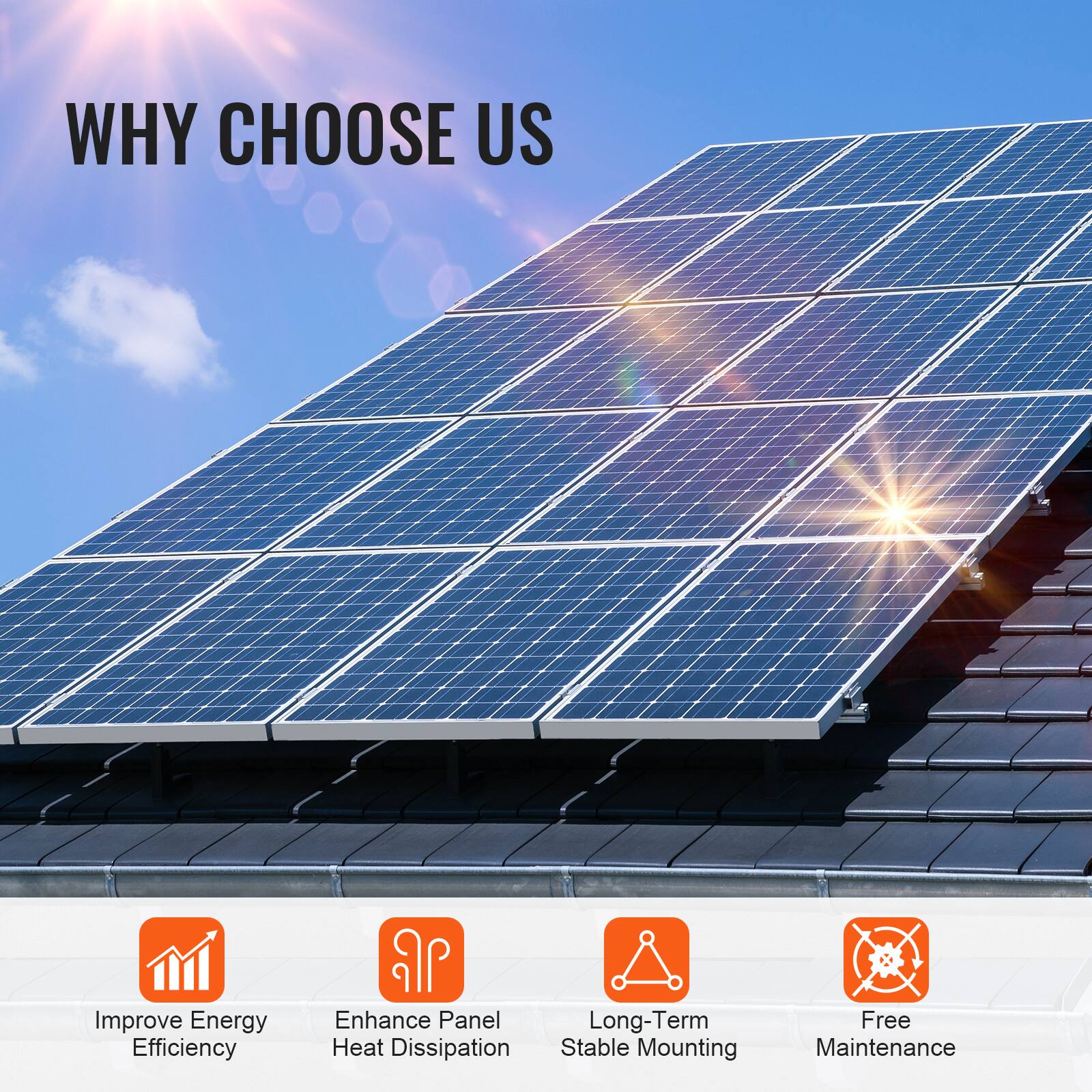 WHY CHOOSE US

- Improve Energy Efficiency
- Enhance Panel Heat Dissipation
- Long-Term Stable Mounting
- Free Maintenance