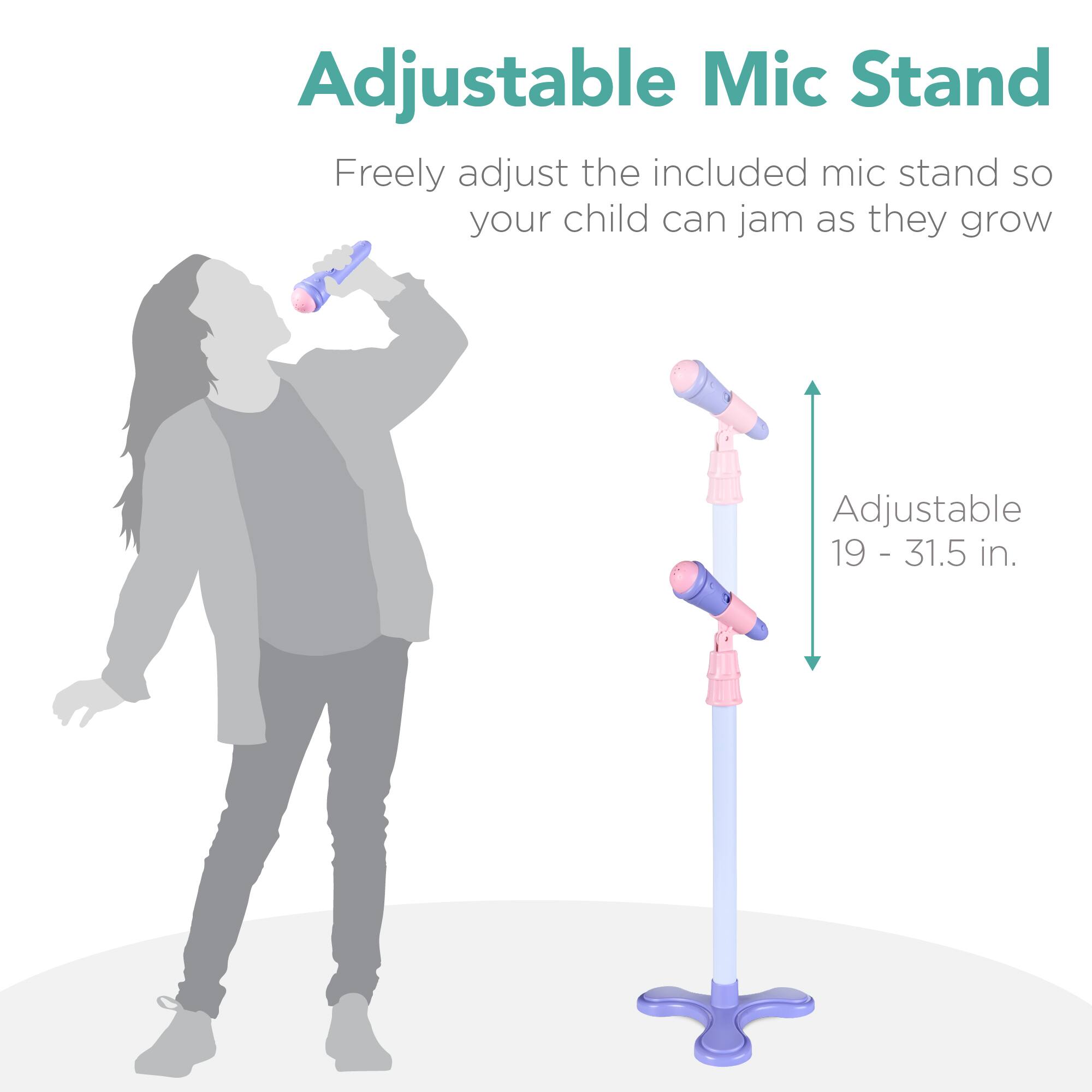 Adjustable Mic Stand  
Freely adjust the included mic stand so your child can jam as they grow  
Adjustable 19 - 31.5 in.