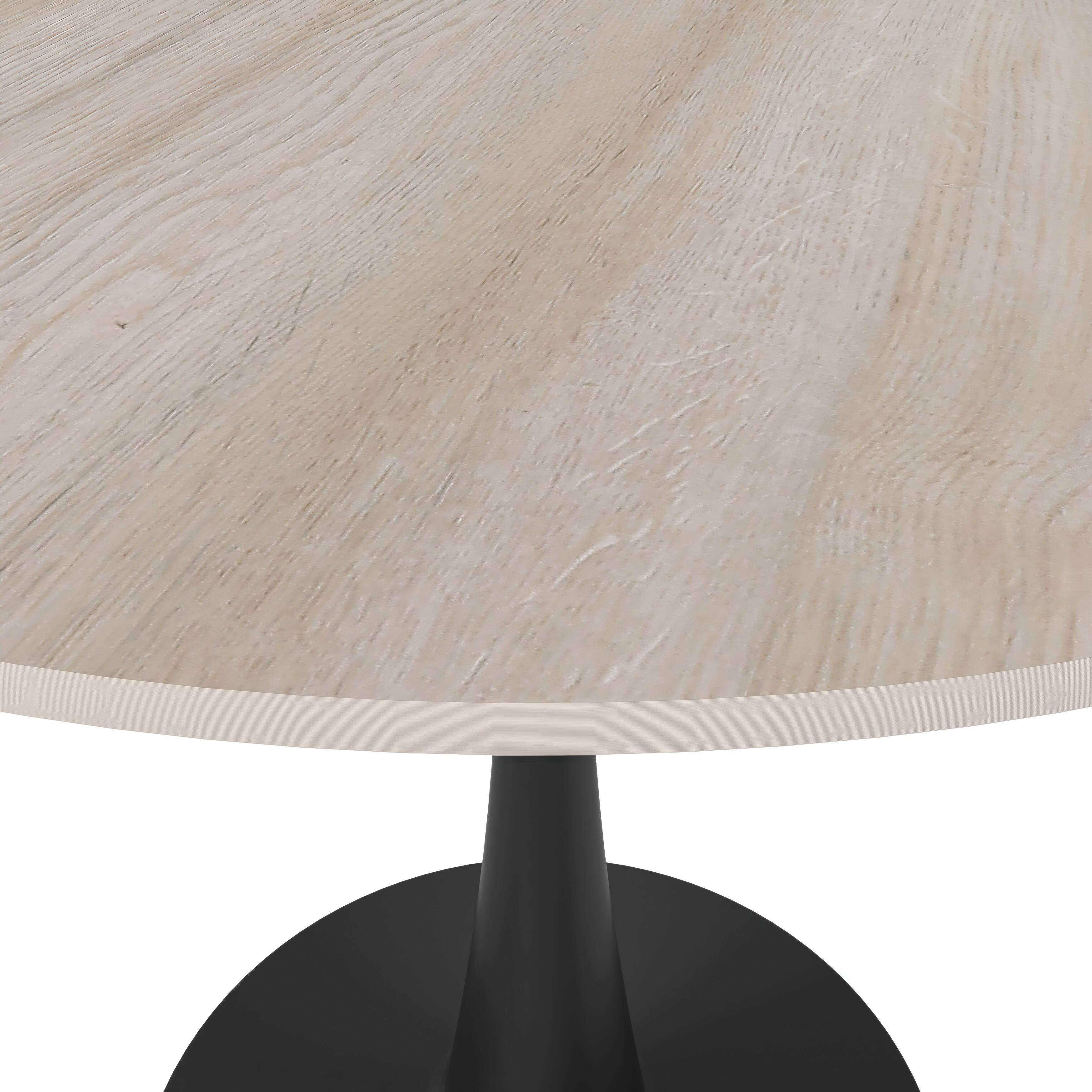 Alt View 4. LeisureMod - Bristol 31" Mid-Century Modern Round Pedestal Dining Table - Glossy MDF/Stone Top for Kitchen & Cafe - Stone - Natural Wood.