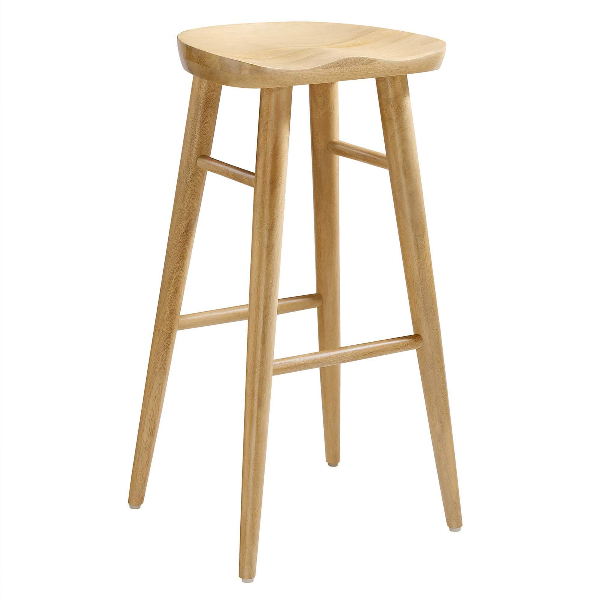 Back. Modway - Saville Backless Wood Bar Stools Set of 2 - Brown.