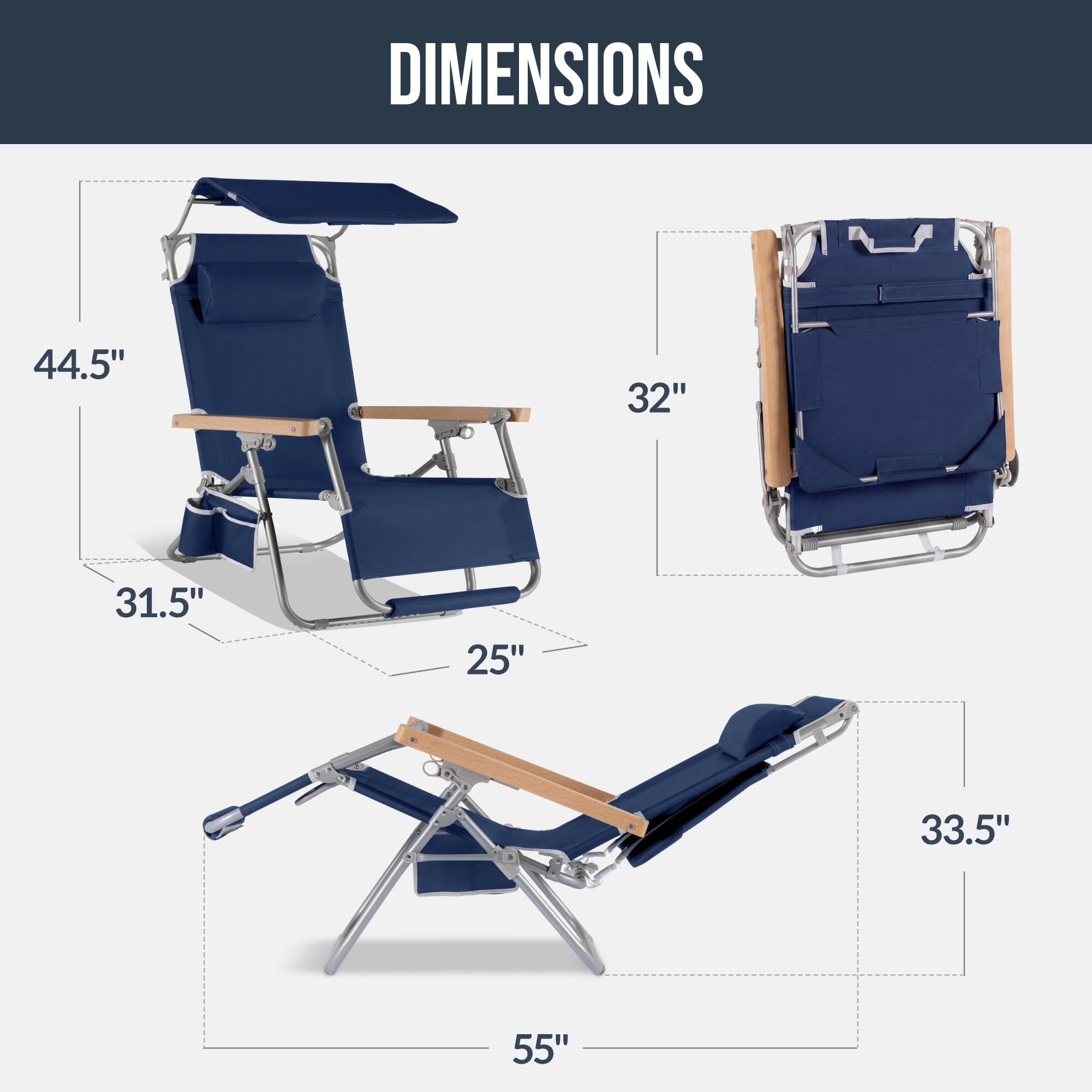 DIMENSIONS

44.5"  
32"  
31.5"  
25"  
33.5"  
55"