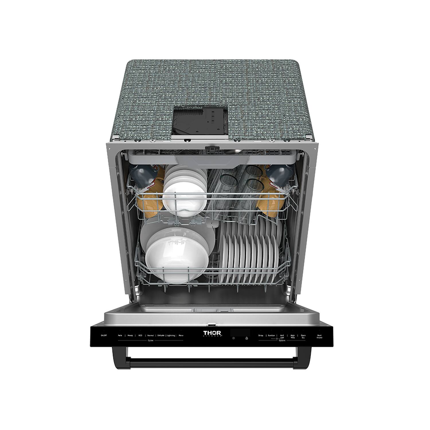 Alt View 2. Thor Kitchen - 24" Top Control Built-In Dishwasher Stainless Steel Tub with 3rd Rack, 47 dBA - Matte Black.