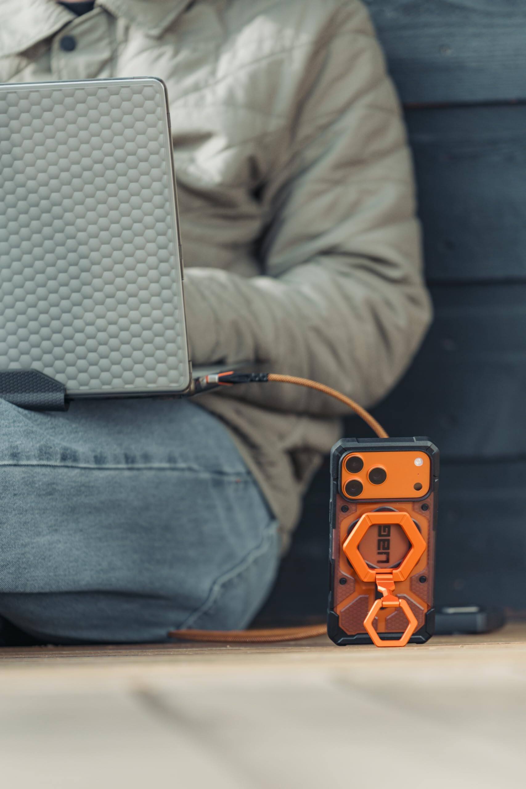 Alt View 1. UAG - Magnetic Phone Ring Stand, Universal MagSafe Phone Grip & Stand, Ultra-Strong Magnetic Hold, Premium Zinc, Sturdy - Burnt Orange.