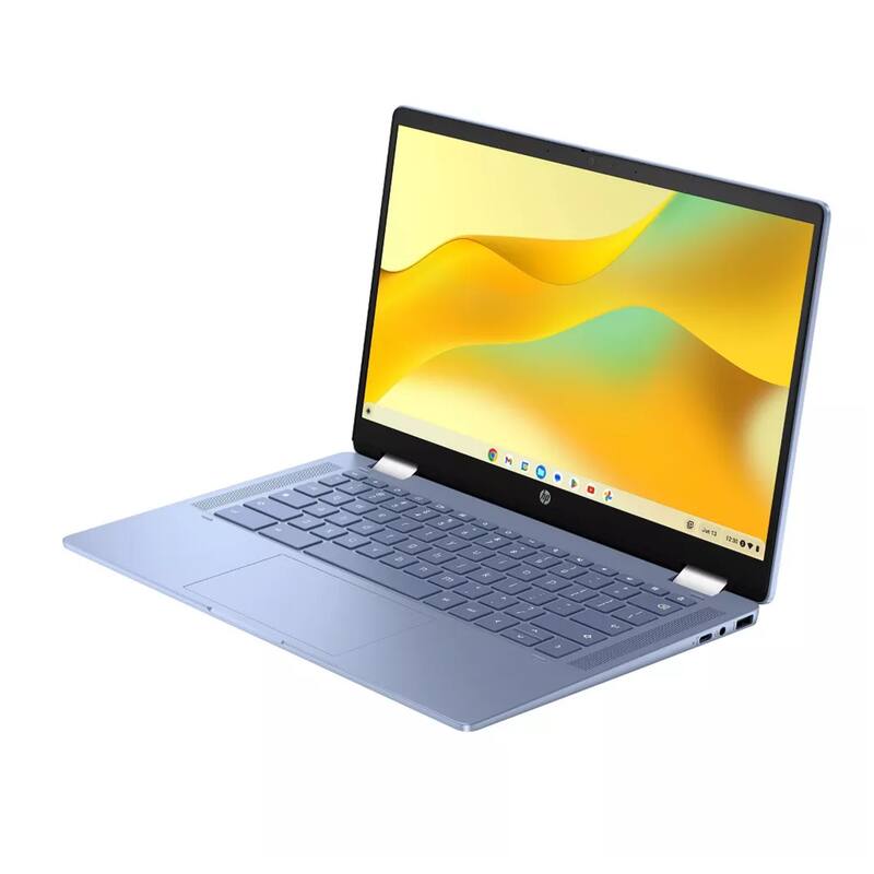 Alt View 3. HP - HP Chromebook x360 14" HD Touchscreen Laptop,Intel N200 Processor,4GB RAM,128GB SSD,Chrome OS,Blue - Blue.