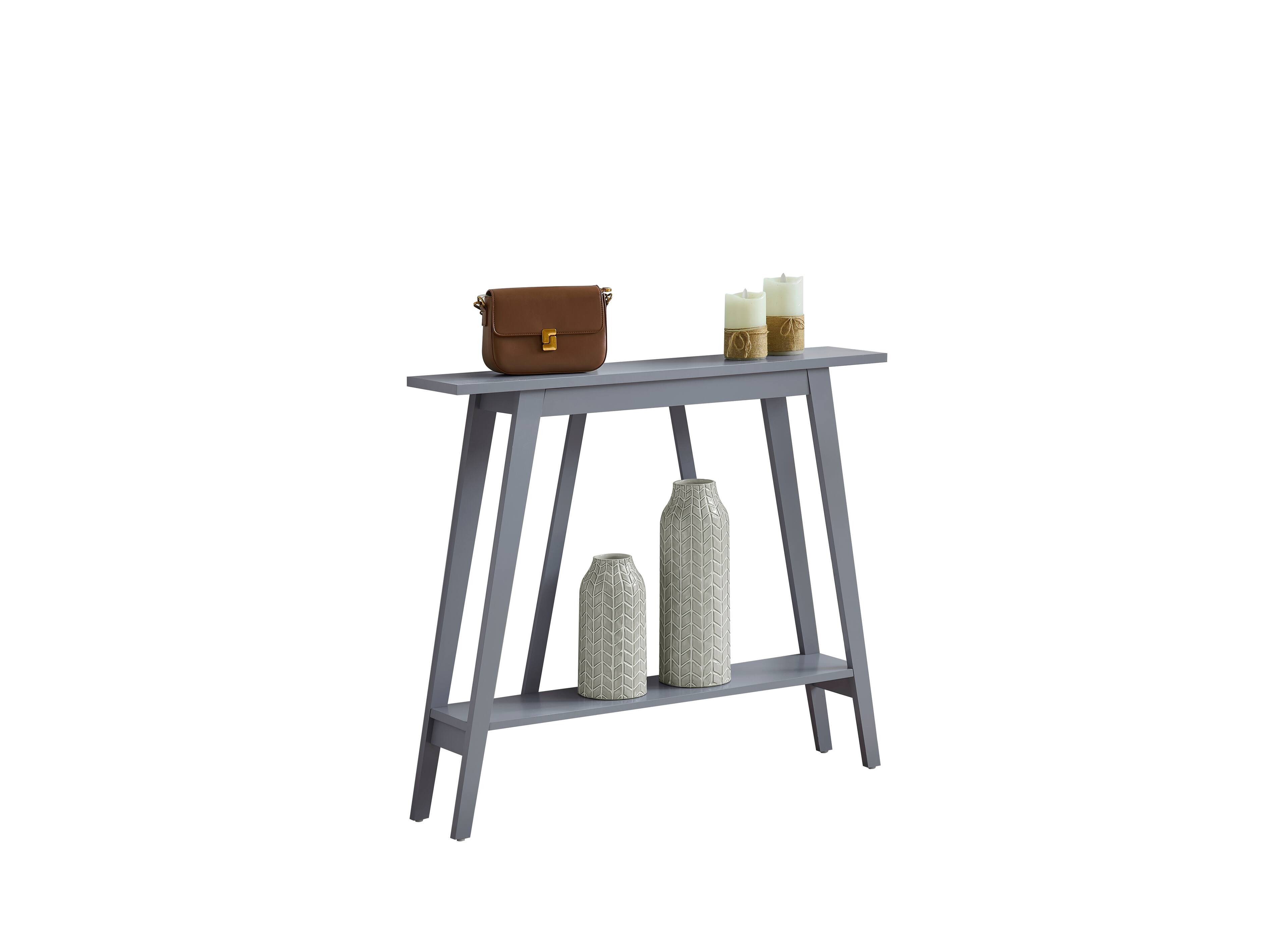 Angle. Kings Brand Furniture - Kings Brand Furniture Conway Console Table Functional Narrow Wood Accent Entryway Table with Storage Shelf - Grey.