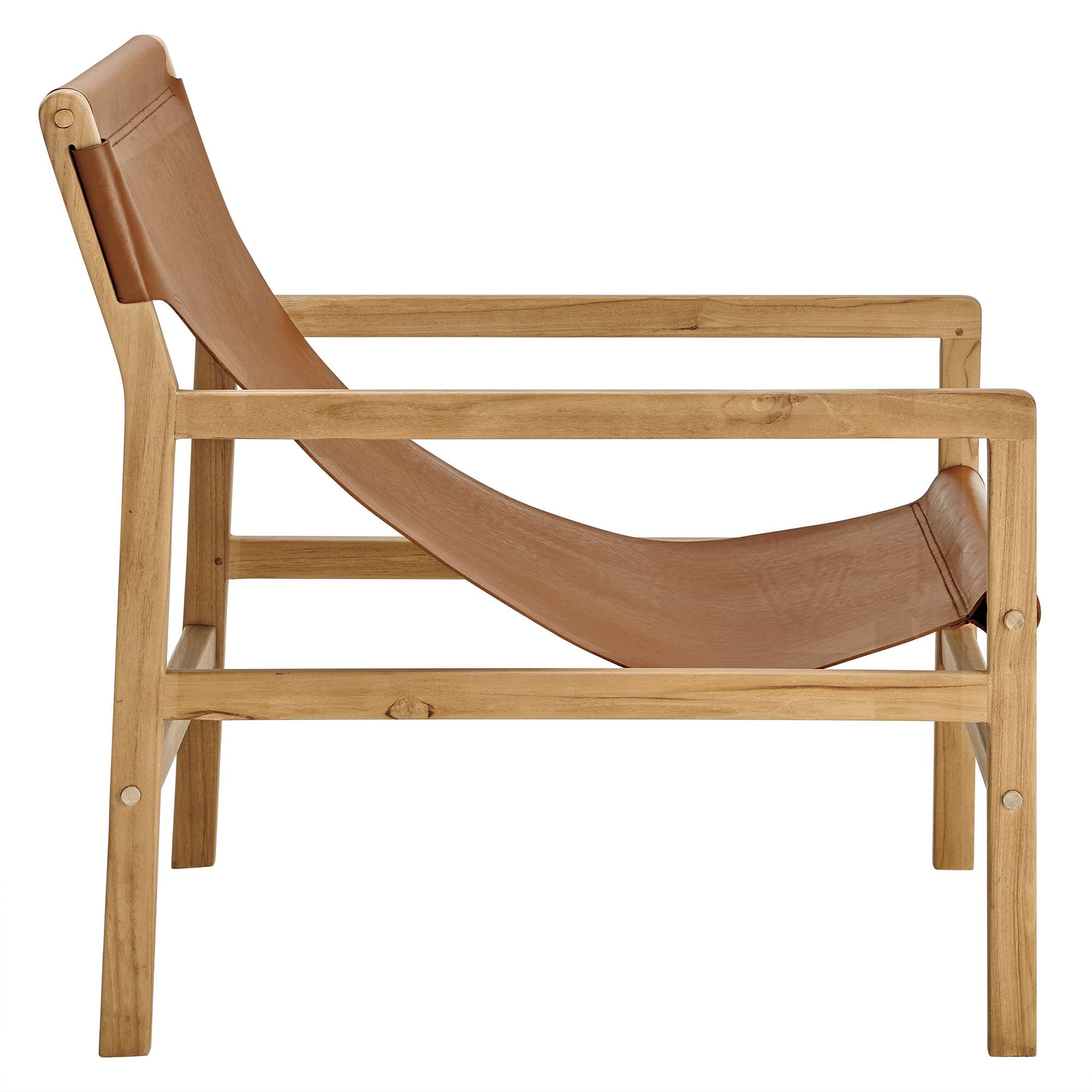 Alt View 2. Modway - Sonora Leather Sling Chair by Modway - Chestnut Tan.