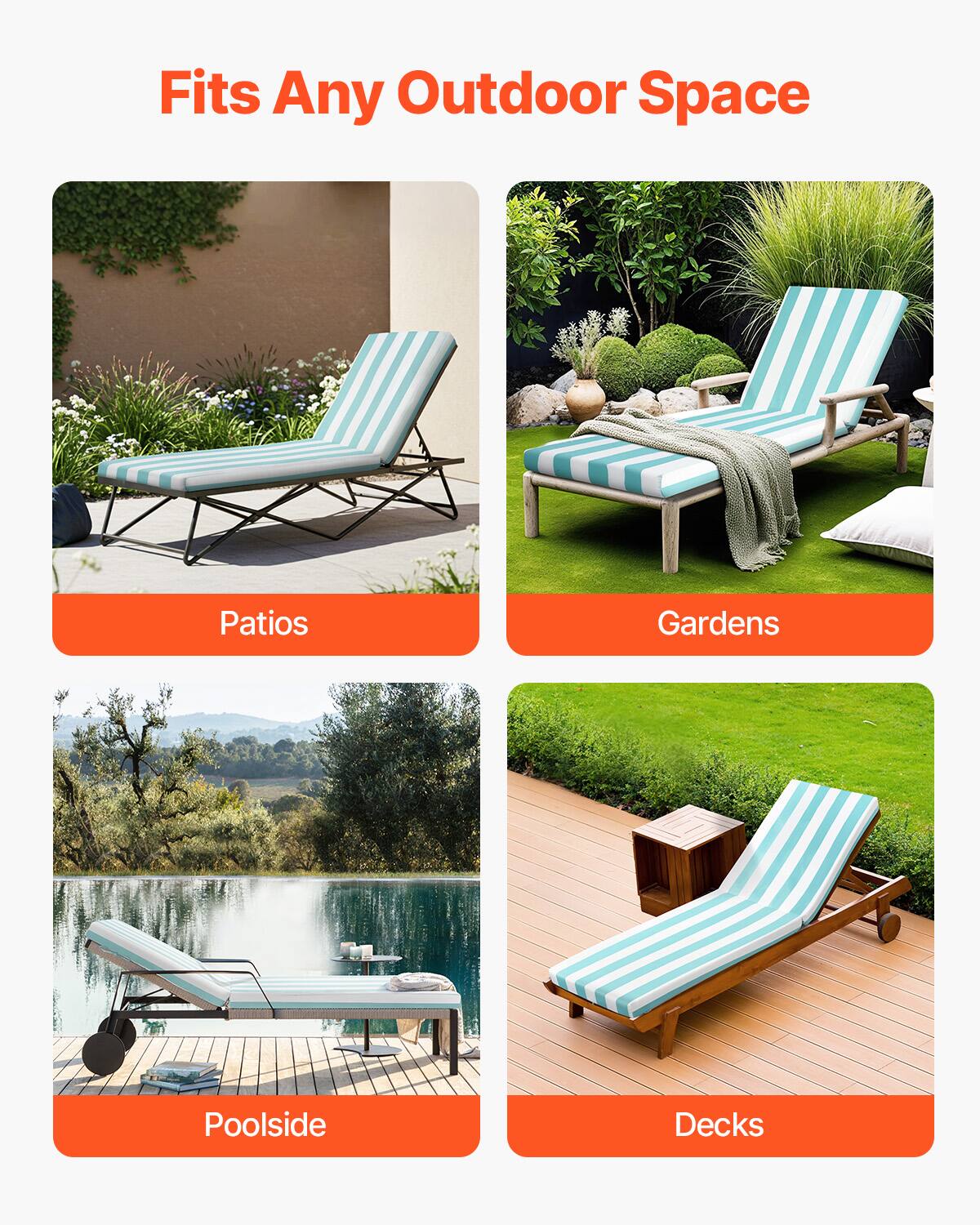 Fits Any Outdoor Space

- Patios
- Gardens
- Poolsides
- Decks