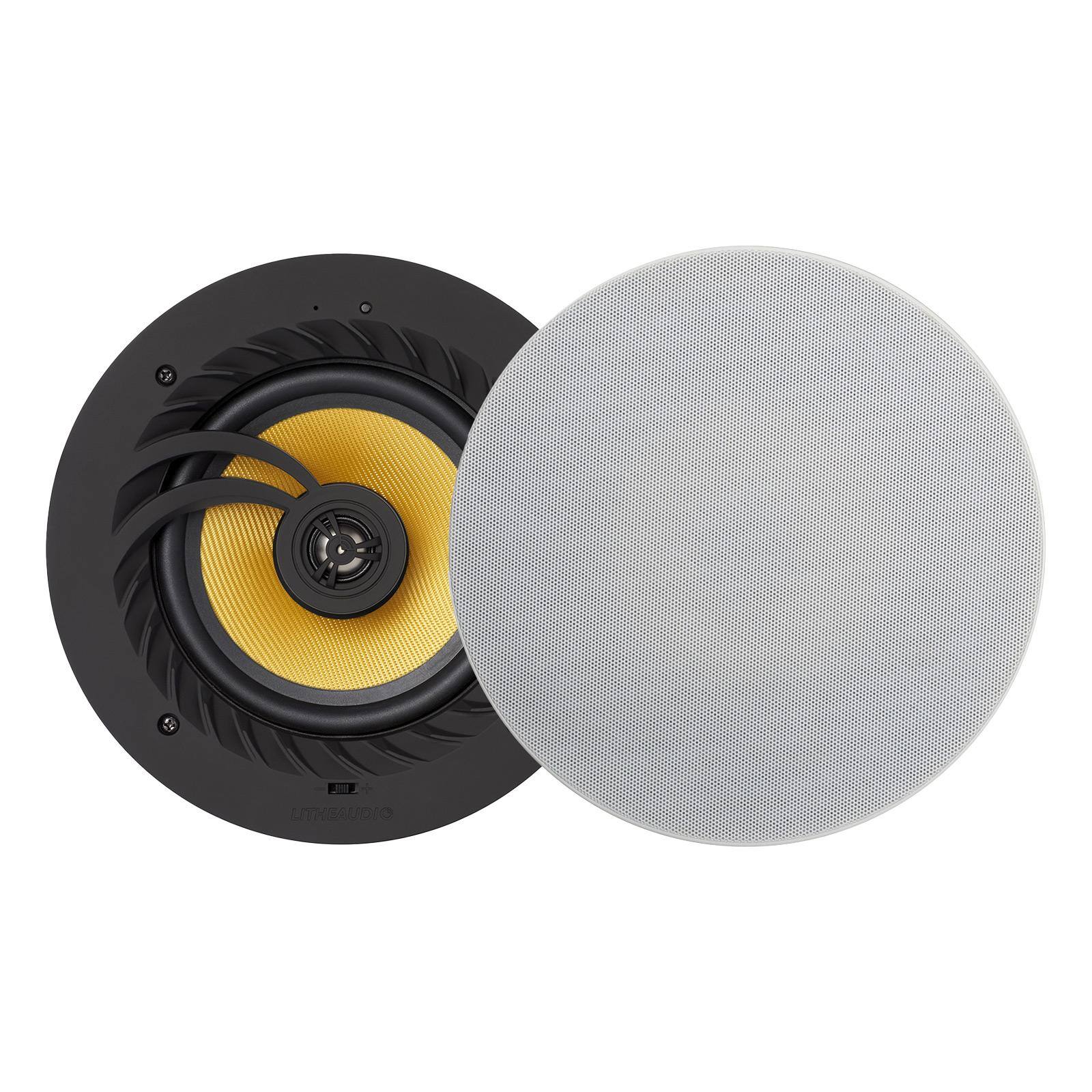 Left. Lithe Audio - Bluetooth Wireless 6.5 In. Ceiling Speaker (2 Master & 2 Passives) - Black.