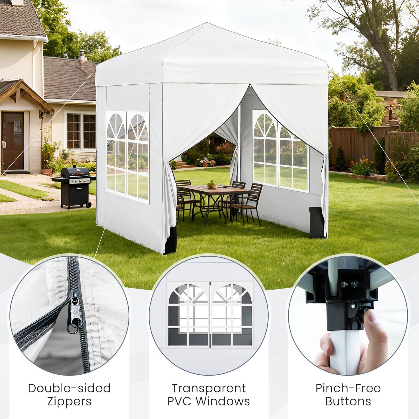 Double-sided Zippers  
Transparent PVC Windows  
Pinch-Free Buttons