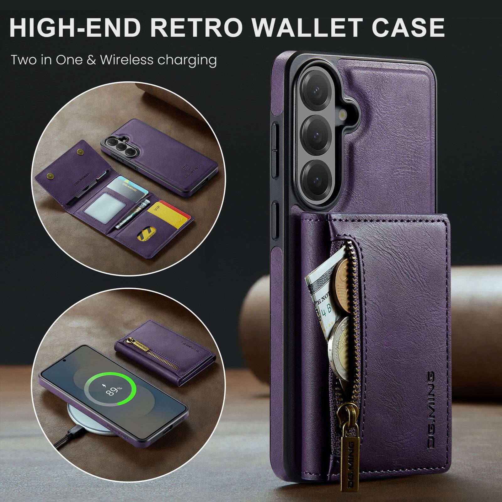 HIGH-END RETRO WALLET CASE  
Two in One & Wireless charging