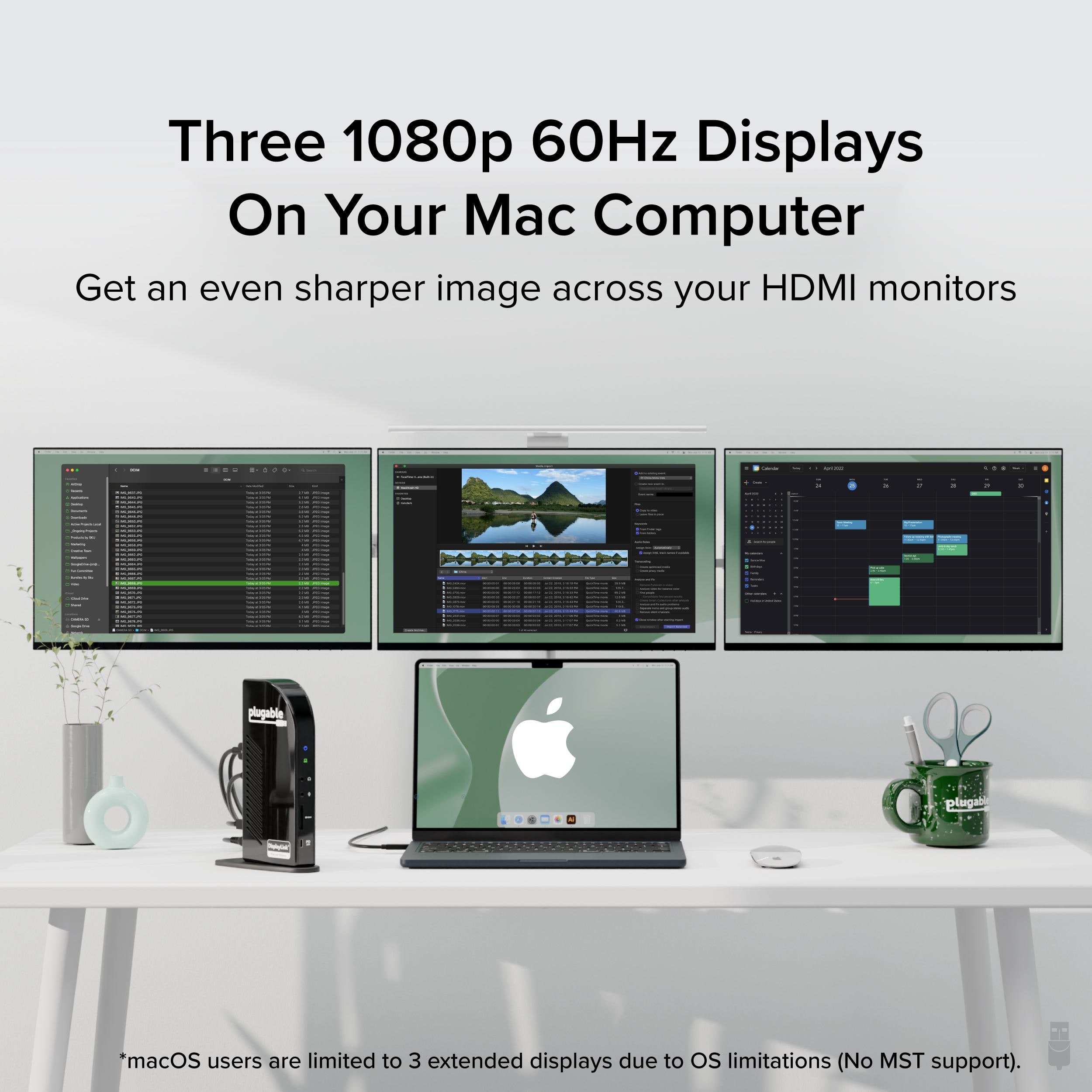 Plugable 14 in 1 USB C Docking Station with 4x HDMI Displays Quad