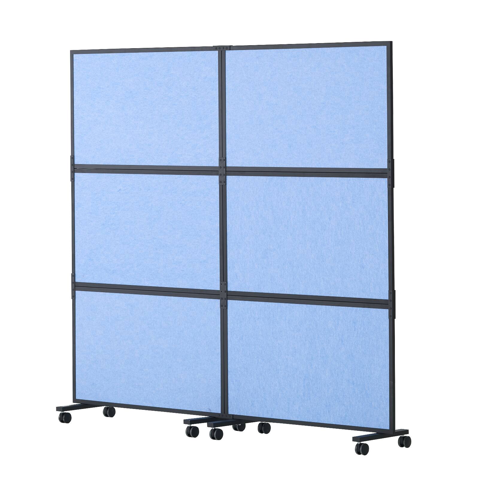 VEVOR - Office Divider, 2 Panel Office Partition, Freestanding Office Divider Wall Partition & Privacy Divider Reduce Noise - Indigo Blue